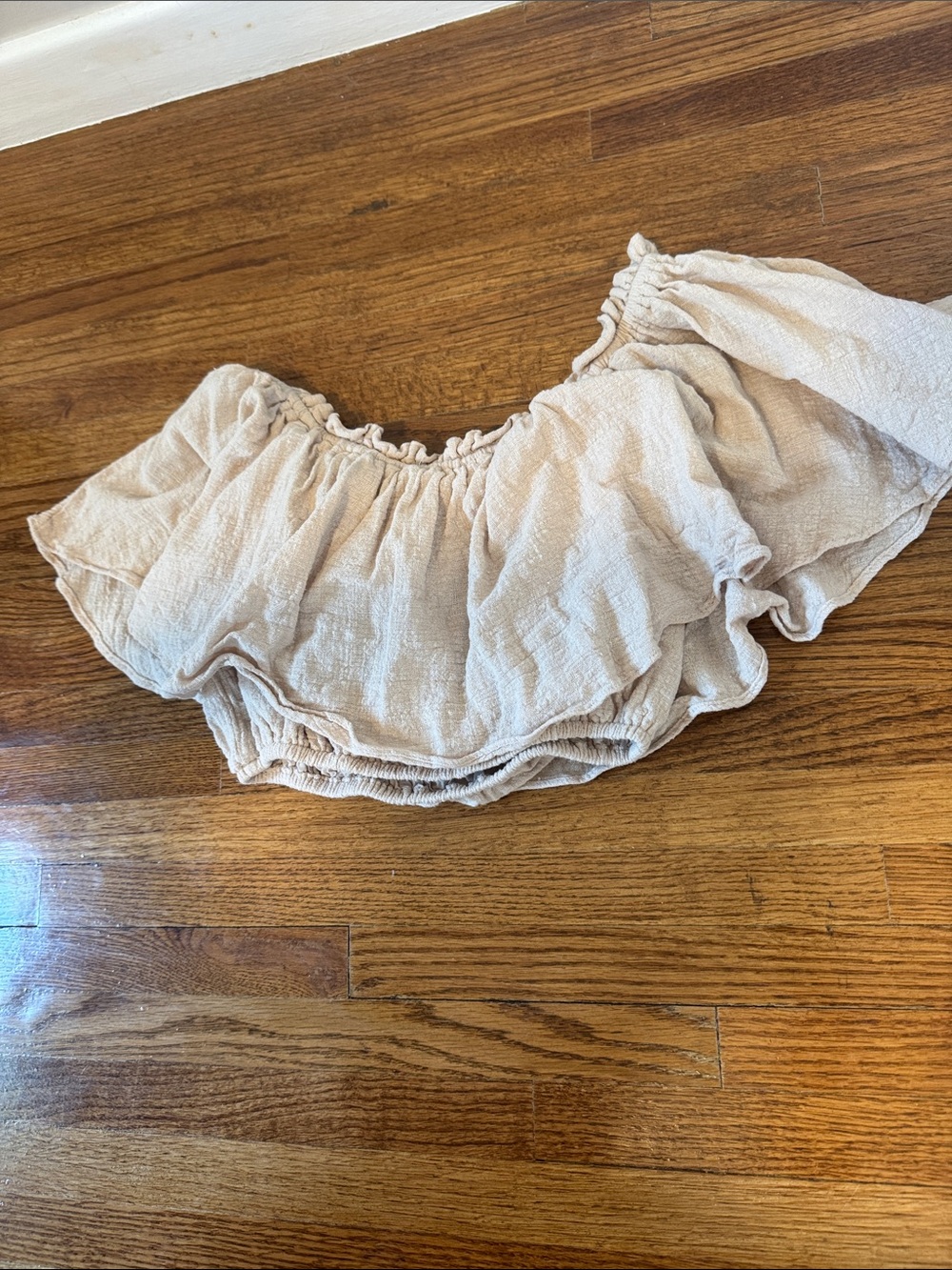 Textured Off-Shoulder Ruffle Top in Blush - Picture 3 of 8